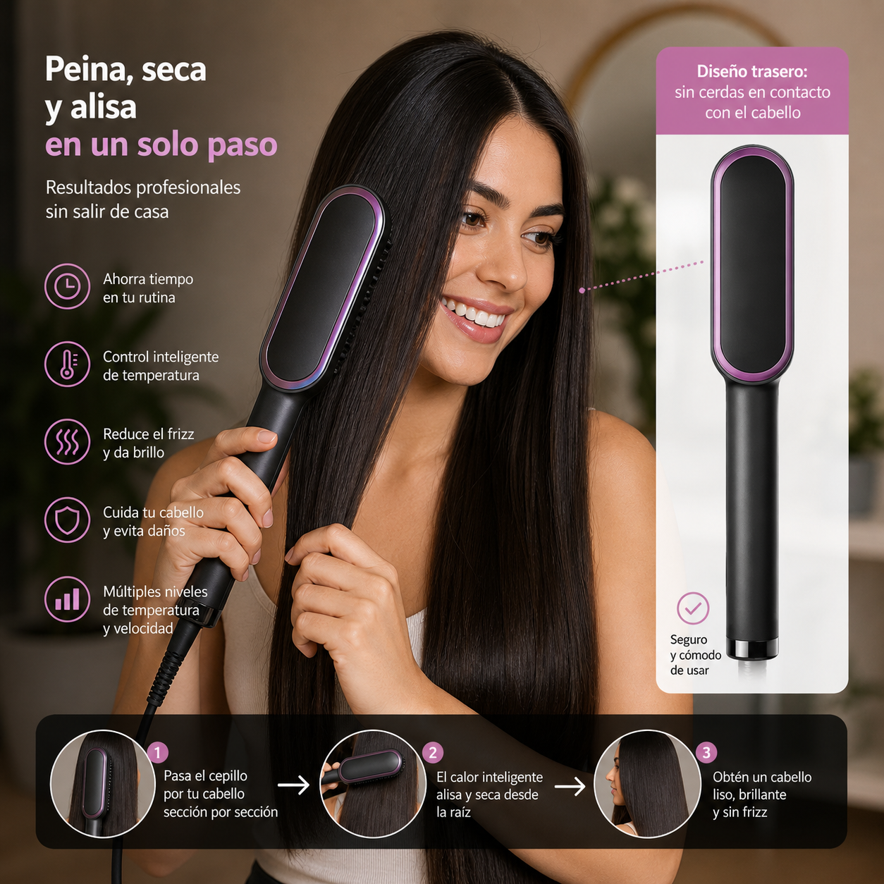 Cepillo secador plancha 2 en 1